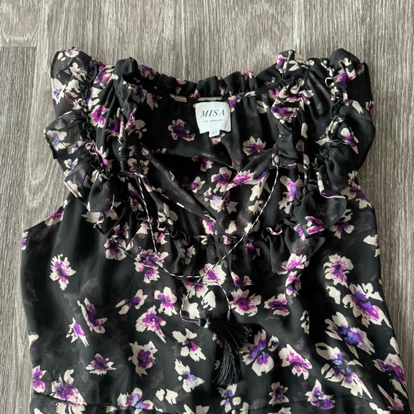 Misa Los Angeles Catherine dress in Black Purple Floral - Picture 7 of 11